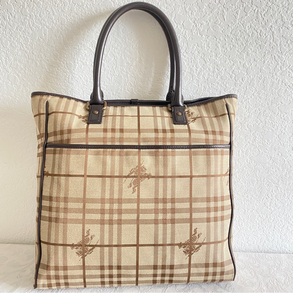 Burberry check large canvas tote